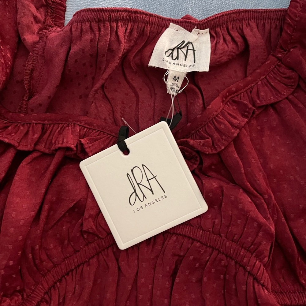 DRA brand maxi dress size M 10 burgundy Swiss dot NWT